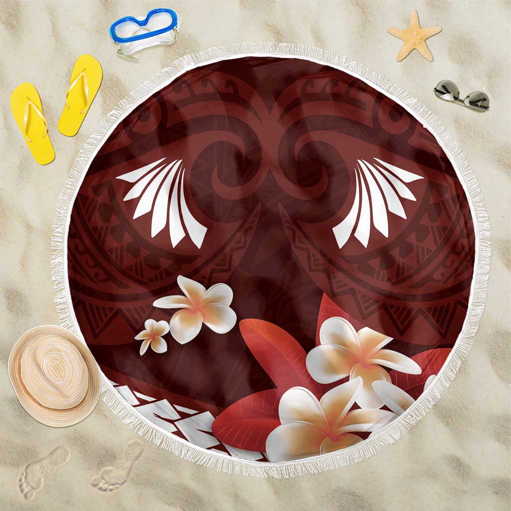 Oxblood Polynesia Beach Blanket Tribal Pattern Tropical Frangipani LT14 One Size 150cm Oxblood - Polynesian Pride