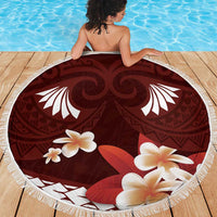 Oxblood Polynesia Beach Blanket Tribal Pattern Tropical Frangipani LT14 - Polynesian Pride