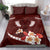 Oxblood Polynesia Bedding Set Tribal Pattern Tropical Frangipani