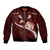 Oxblood Polynesia Bomber Jacket Tribal Pattern Tropical Frangipani