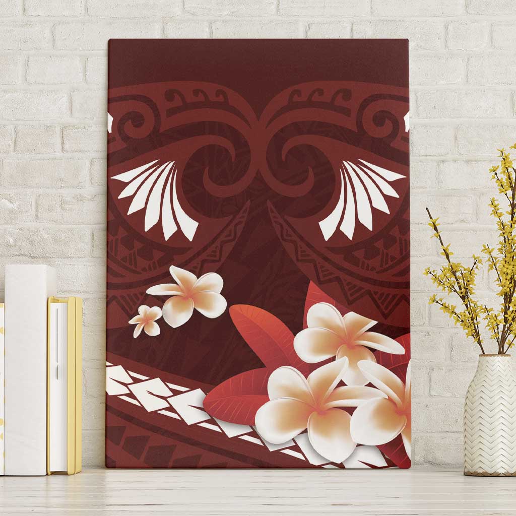 Oxblood Polynesia Canvas Wall Art Tribal Pattern Tropical Frangipani LT14 Without Frame Oxblood - Polynesian Pride
