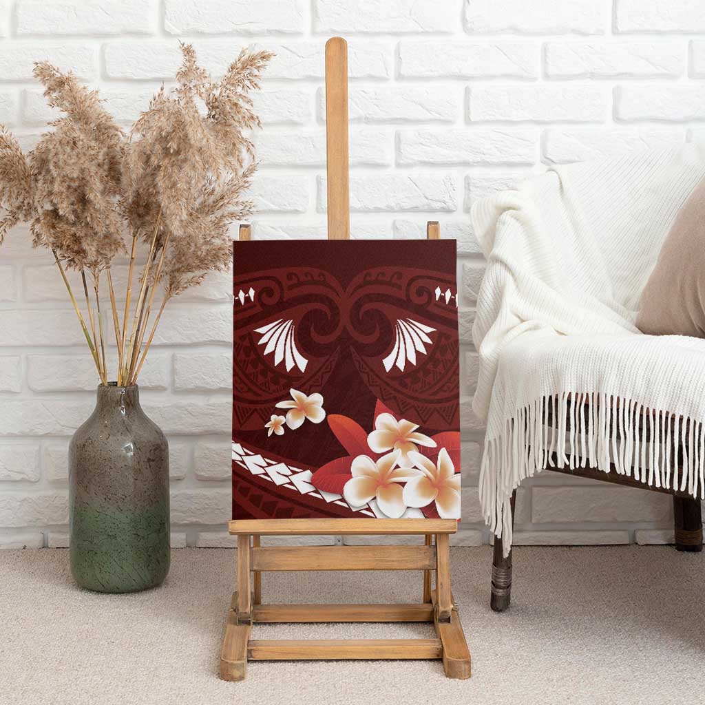 Oxblood Polynesia Canvas Wall Art Tribal Pattern Tropical Frangipani LT14 - Polynesian Pride