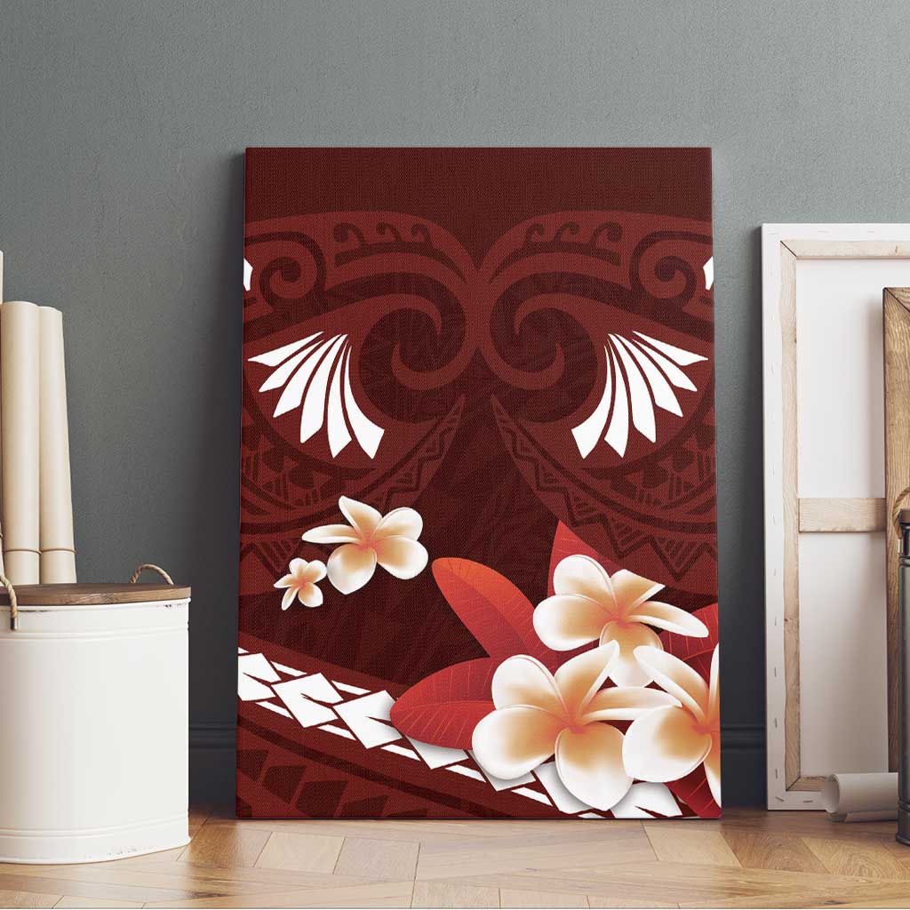 Oxblood Polynesia Canvas Wall Art Tribal Pattern Tropical Frangipani LT14 - Polynesian Pride
