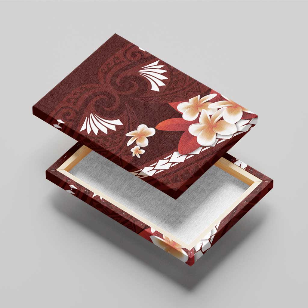 Oxblood Polynesia Canvas Wall Art Tribal Pattern Tropical Frangipani LT14 - Polynesian Pride