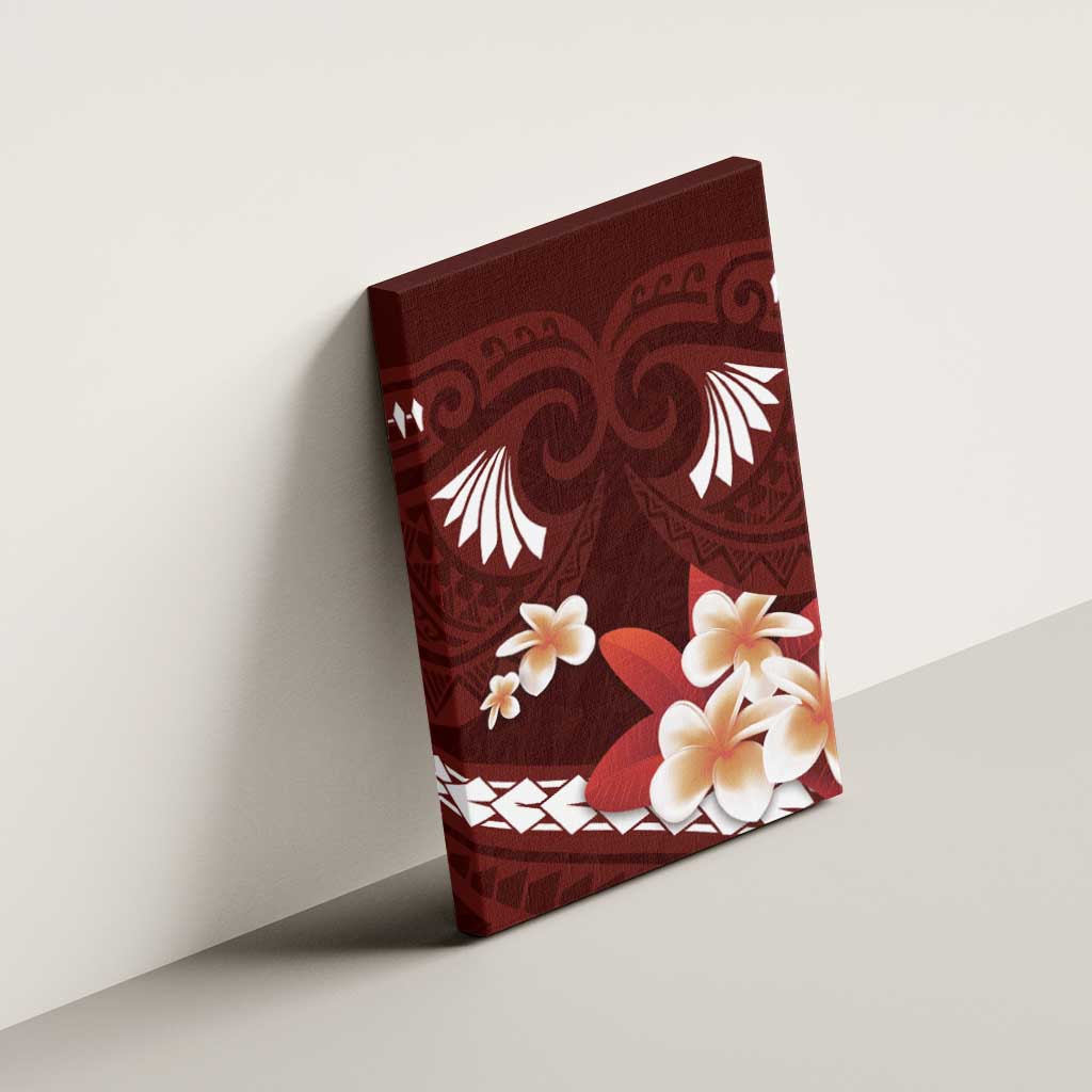 Oxblood Polynesia Canvas Wall Art Tribal Pattern Tropical Frangipani LT14 - Polynesian Pride