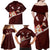 Oxblood Polynesia Family Matching Off Shoulder Maxi Dress and Hawaiian Shirt Tribal Pattern Tropical Frangipani