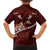 Oxblood Polynesia Family Matching Off Shoulder Short Dress and Hawaiian Shirt Tribal Pattern Tropical Frangipani