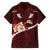 Oxblood Polynesia Family Matching Off Shoulder Short Dress and Hawaiian Shirt Tribal Pattern Tropical Frangipani