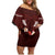 Oxblood Polynesia Family Matching Off Shoulder Short Dress and Hawaiian Shirt Tribal Pattern Tropical Frangipani