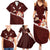 Oxblood Polynesia Family Matching Summer Maxi Dress and Hawaiian Shirt Tribal Pattern Tropical Frangipani