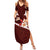 Oxblood Polynesia Family Matching Summer Maxi Dress and Hawaiian Shirt Tribal Pattern Tropical Frangipani