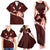 Oxblood Polynesia Family Matching Tank Maxi Dress and Hawaiian Shirt Tribal Pattern Tropical Frangipani