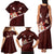 Oxblood Polynesia Family Matching Tank Maxi Dress and Hawaiian Shirt Tribal Pattern Tropical Frangipani