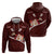 Oxblood Polynesia Hoodie Tribal Pattern Tropical Frangipani