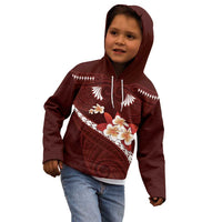 Oxblood Polynesia Kid Hoodie Tribal Pattern Tropical Frangipani LT14 - Polynesian Pride