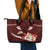 Oxblood Polynesia Leather Tote Bag Tribal Pattern Tropical Frangipani