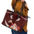 Oxblood Polynesia Leather Tote Bag Tribal Pattern Tropical Frangipani