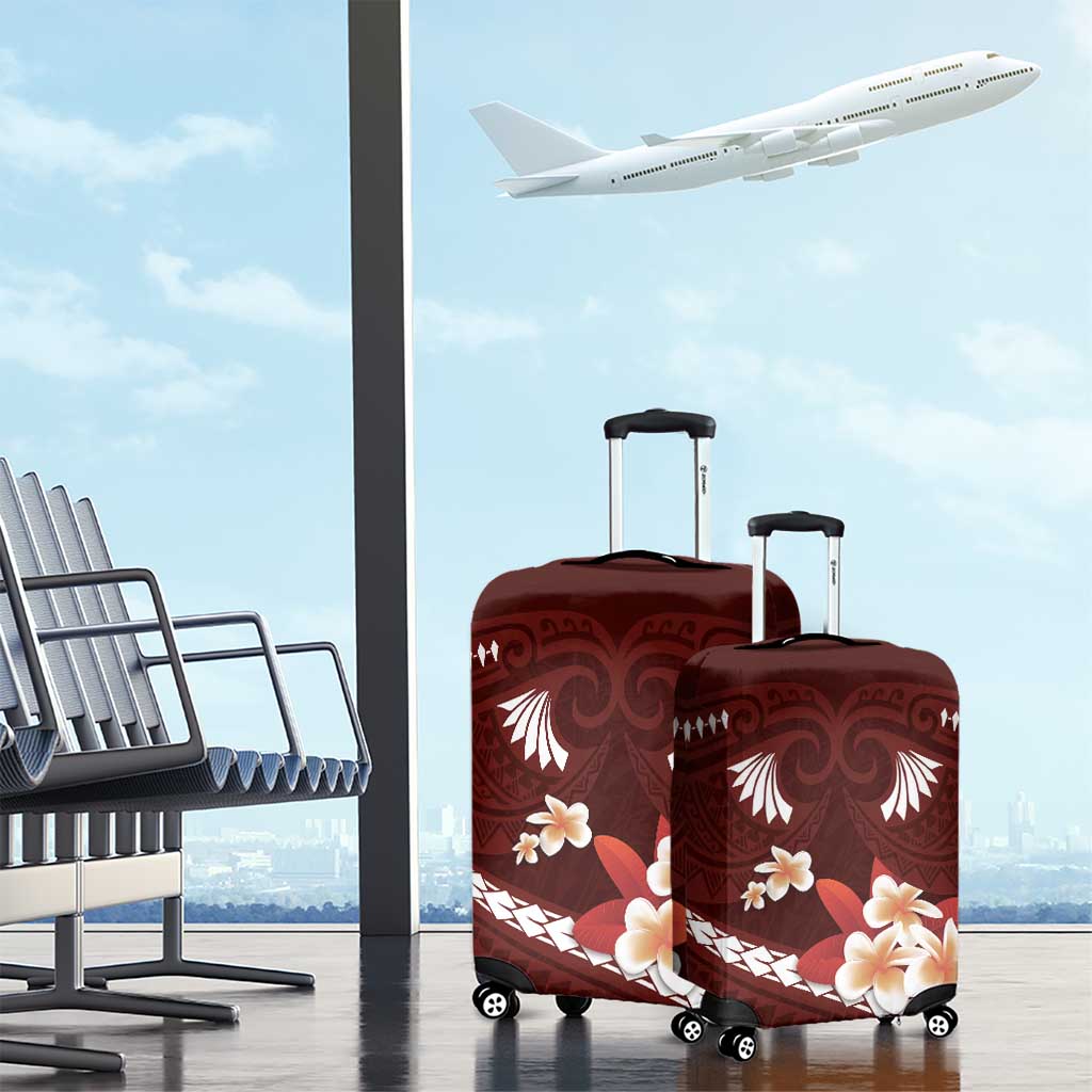 Oxblood Polynesia Luggage Cover Tribal Pattern Tropical Frangipani LT14 - Polynesian Pride