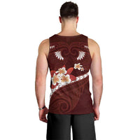 Oxblood Polynesia Men Tank Top Tribal Pattern Tropical Frangipani LT14 - Polynesian Pride