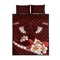 Oxblood Polynesia Quilt Bed Set Tribal Pattern Tropical Frangipani LT14 - Polynesian Pride