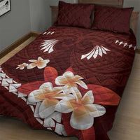 Oxblood Polynesia Quilt Bed Set Tribal Pattern Tropical Frangipani LT14 - Polynesian Pride