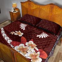 Oxblood Polynesia Quilt Bed Set Tribal Pattern Tropical Frangipani LT14 - Polynesian Pride