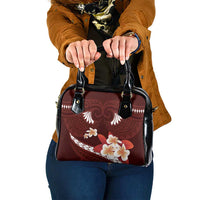 Oxblood Polynesia Shoulder Handbag Tribal Pattern Tropical Frangipani LT14 One Size Oxblood - Polynesian Pride