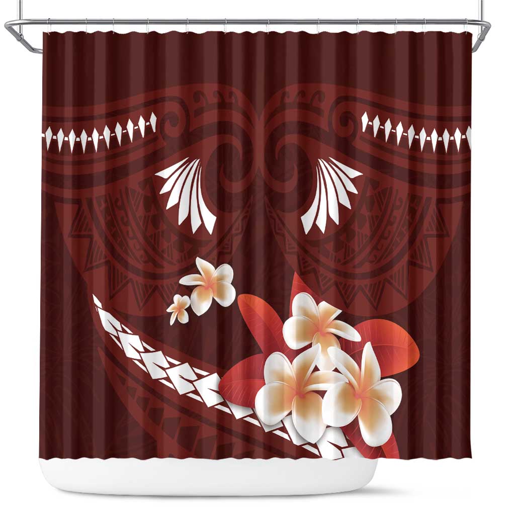 Oxblood Polynesia Shower Curtain Tribal Pattern Tropical Frangipani LT14 Oxblood - Polynesian Pride