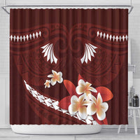 Oxblood Polynesia Shower Curtain Tribal Pattern Tropical Frangipani LT14 - Polynesian Pride