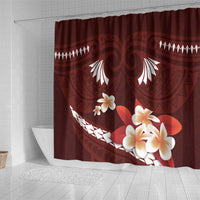 Oxblood Polynesia Shower Curtain Tribal Pattern Tropical Frangipani LT14 - Polynesian Pride