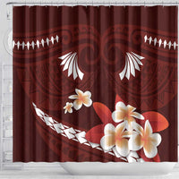 Oxblood Polynesia Shower Curtain Tribal Pattern Tropical Frangipani LT14 - Polynesian Pride