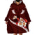 Oxblood Polynesia Wearable Blanket Hoodie Tribal Pattern Tropical Frangipani