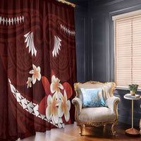 Oxblood Polynesia Window Curtain Tribal Pattern Tropical Frangipani LT14 - Polynesian Pride