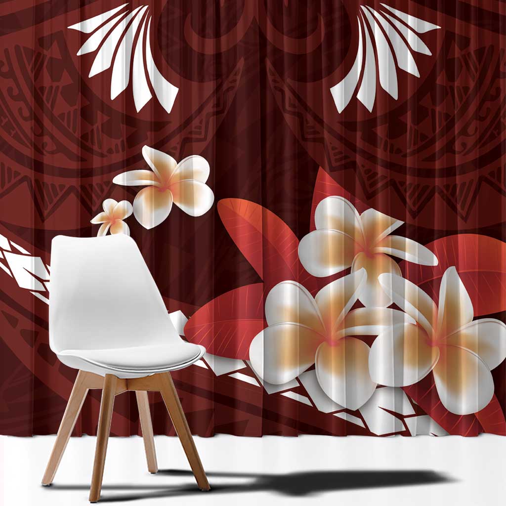 Oxblood Polynesia Window Curtain Tribal Pattern Tropical Frangipani LT14 - Polynesian Pride