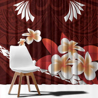 Oxblood Polynesia Window Curtain Tribal Pattern Tropical Frangipani LT14 - Polynesian Pride