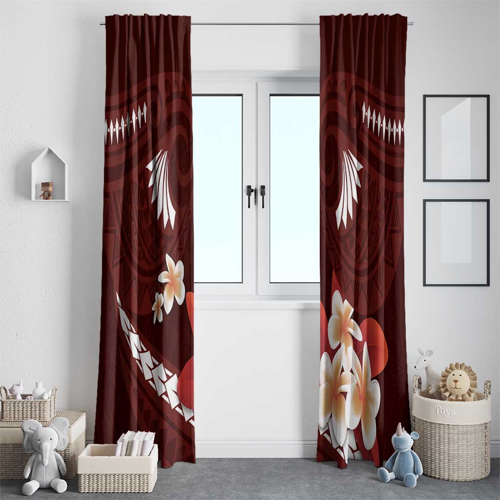 Oxblood Polynesia Window Curtain Tribal Pattern Tropical Frangipani LT14 - Polynesian Pride