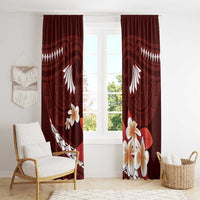 Oxblood Polynesia Window Curtain Tribal Pattern Tropical Frangipani LT14 - Polynesian Pride