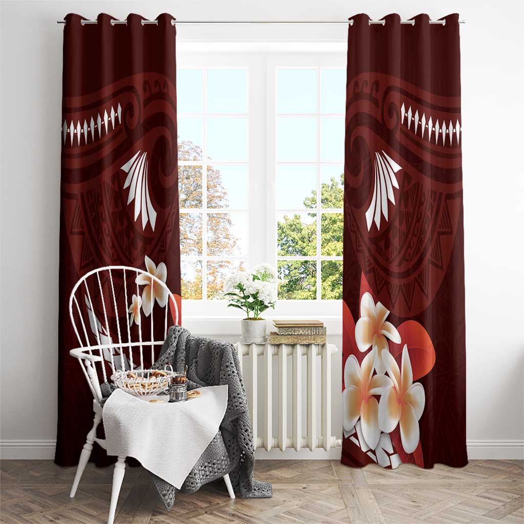 Oxblood Polynesia Window Curtain Tribal Pattern Tropical Frangipani LT14 - Polynesian Pride