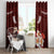 Oxblood Polynesia Window Curtain Tribal Pattern Tropical Frangipani