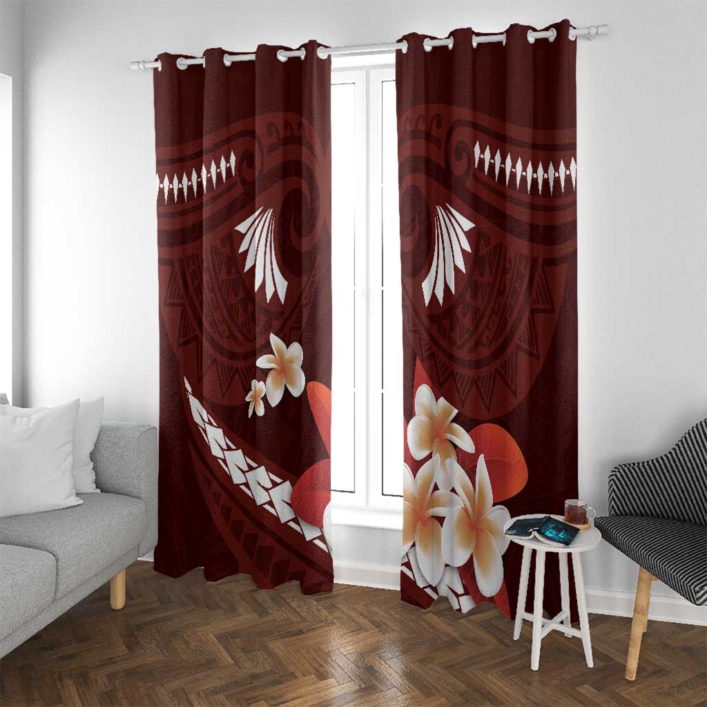 Oxblood Polynesia Window Curtain Tribal Pattern Tropical Frangipani LT14 With Grommets Oxblood - Polynesian Pride