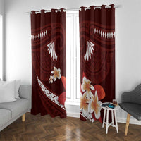Oxblood Polynesia Window Curtain Tribal Pattern Tropical Frangipani LT14 With Grommets Oxblood - Polynesian Pride