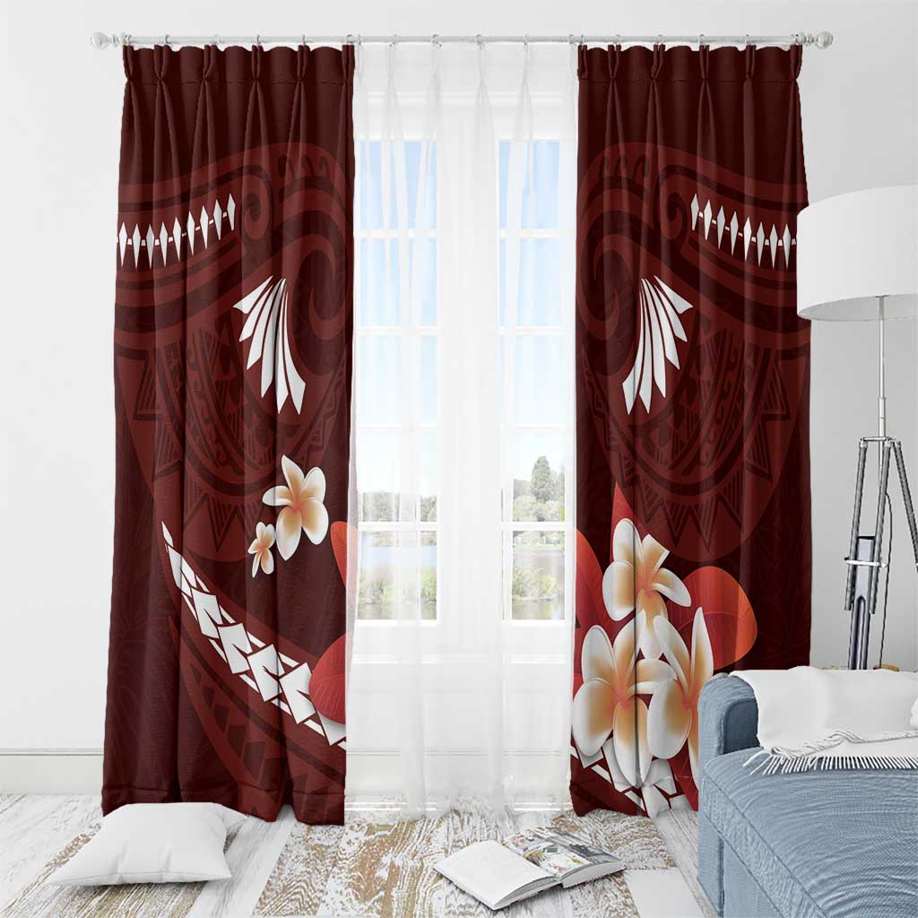 Oxblood Polynesia Window Curtain Tribal Pattern Tropical Frangipani LT14 - Polynesian Pride