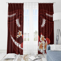 Oxblood Polynesia Window Curtain Tribal Pattern Tropical Frangipani LT14 - Polynesian Pride