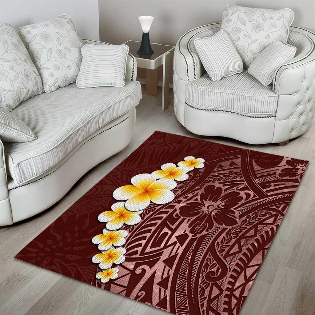 Oxblood Tropical Plumeria With Galaxy Polynesian Art Area Rug LT14 - Polynesian Pride