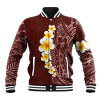 Oxblood Tropical Plumeria With Galaxy Polynesian Art Baseball Jacket LT14 Unisex Oxblood - Polynesian Pride