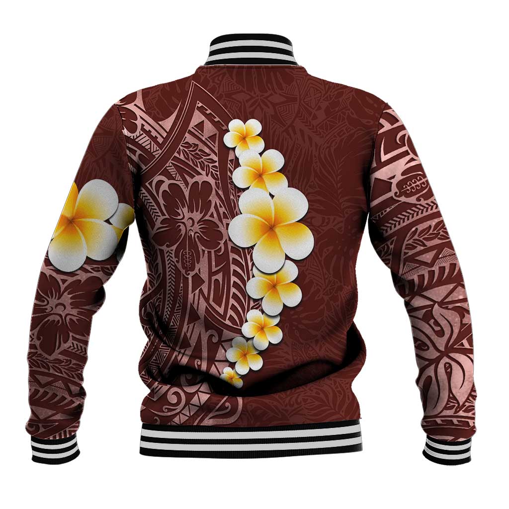 Oxblood Tropical Plumeria With Galaxy Polynesian Art Baseball Jacket LT14 - Polynesian Pride