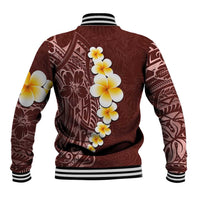 Oxblood Tropical Plumeria With Galaxy Polynesian Art Baseball Jacket LT14 - Polynesian Pride