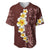 Oxblood Tropical Plumeria With Galaxy Polynesian Art Baseball Jersey