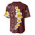 Oxblood Tropical Plumeria With Galaxy Polynesian Art Baseball Jersey