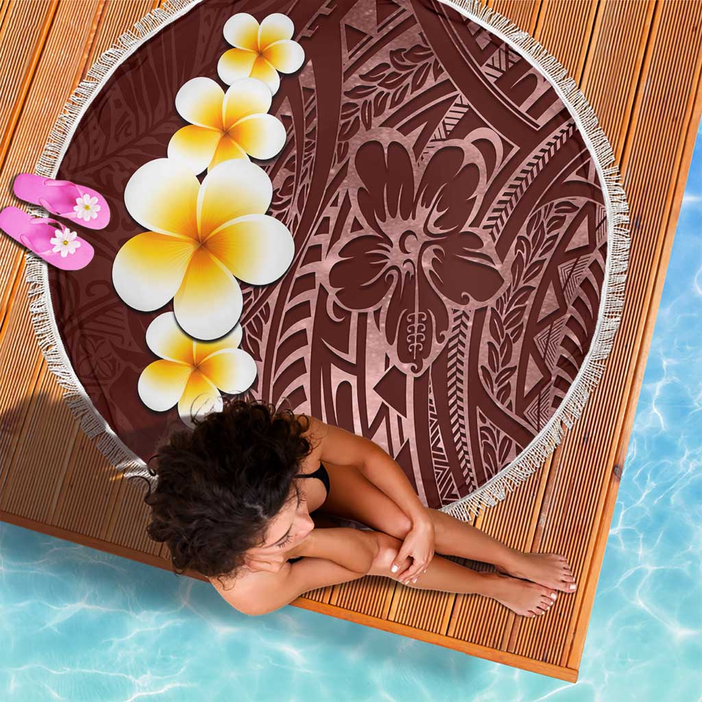 Oxblood Tropical Plumeria With Galaxy Polynesian Art Beach Blanket LT14 - Polynesian Pride